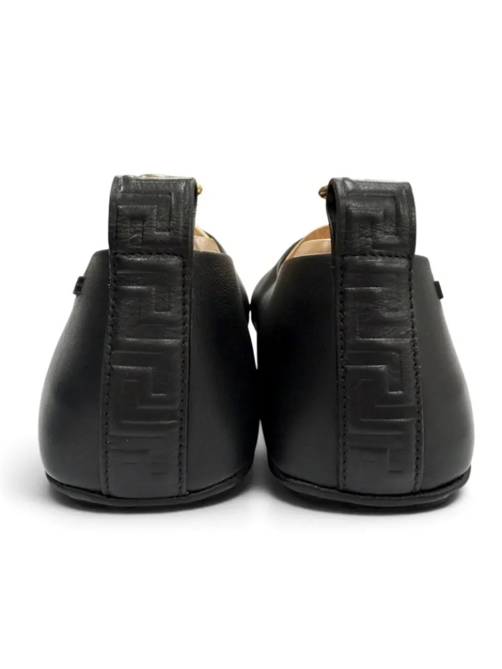Versace Villa Leather Logo with Driving Shoes Slippon Black
